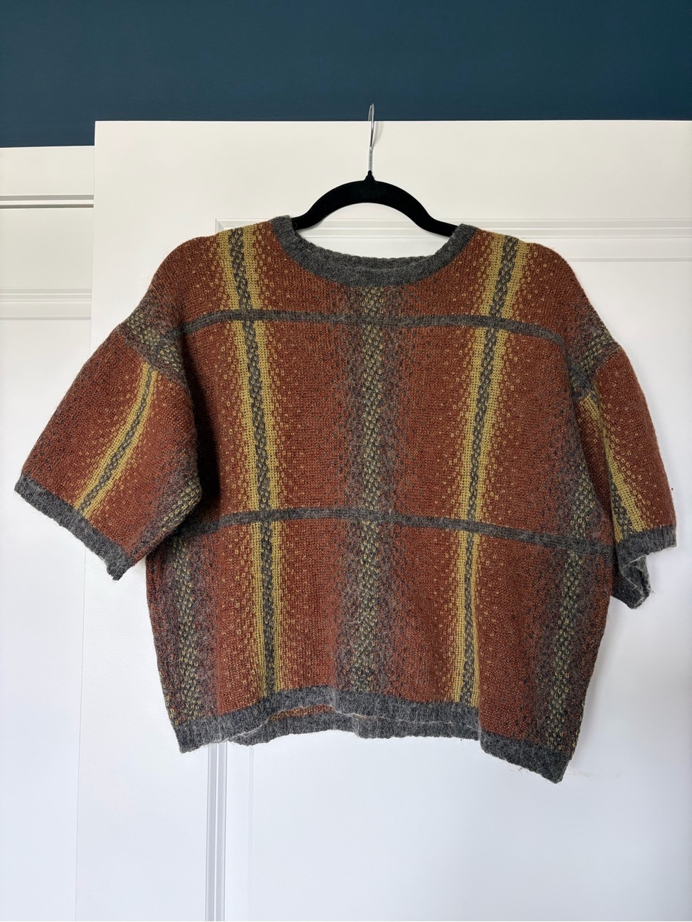 Cheap Monday Striped Short-Sleeve Sweater — Rust & Gray